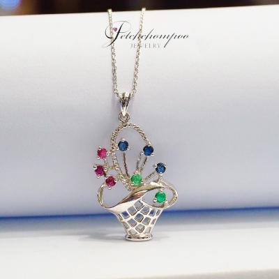 [27789] Basket pendant inlaid with diamonds and gems necklace  49,000 