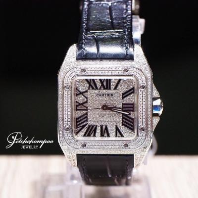 [29825] Cartier Santos 100 Automatic Full Diamond Ref. W20106X8  265,000 