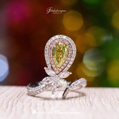 [29761] Fancy green-yellow 1 carat GIA color diamond ring Discount 229,000