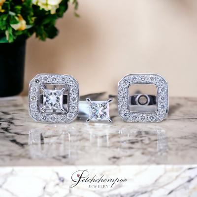 [29287] ต่างหูเพชร Princess cut เม็ดละ 30 ตัง เซอร์ GIA E color VVS2 ลดราคาเหลือ 59,000