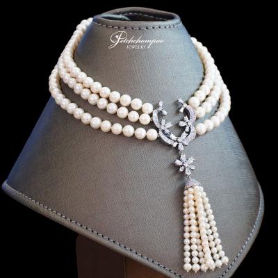 [29416] South sea pearl with diamond necklace  295,000 