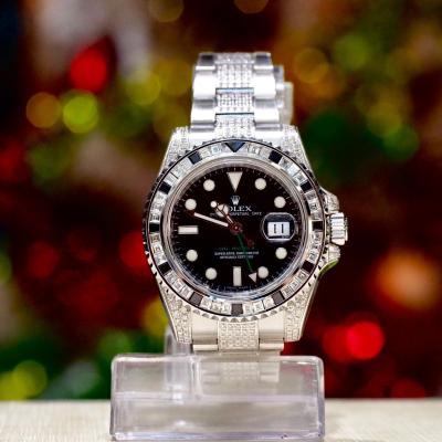 [29722] Rolex GMT II เข็มเขียว ฝังเพชรแท้ พลอยขอบ สายฝังเพชรแท้  555,000 