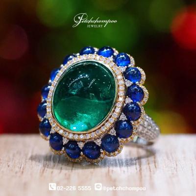 [29833] 9.72 carat Brazil emerald with sapphire and diamond ring and pendant  299,000 