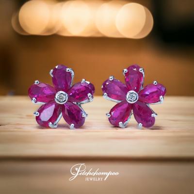 [29022] Flower shaped ruby earrings  29,000 