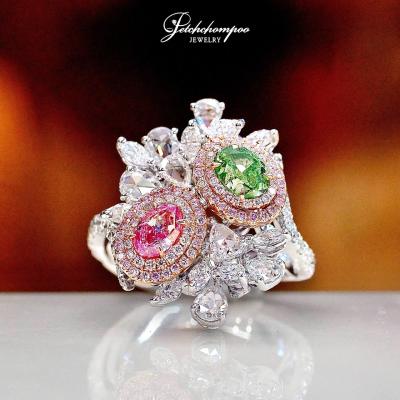 [29451] Pink-Green Diamond Ring GIA Discount 289,000