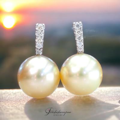 [29331] Golden southsea pearl  with diamonds  earring  49,000 