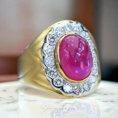 [29075] Men's ruby ​​ring, 1.50 carats, surrounded by diamonds  69,000 